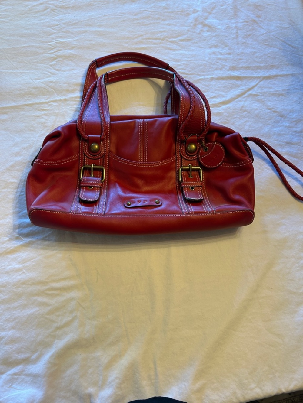 Hype Womens Red Leather Satchel Handbag